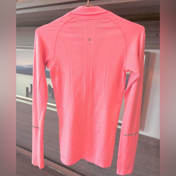 Lululemon swiftly long sleeve quarter zip coral pink size 4 - Picture 2 of 2
